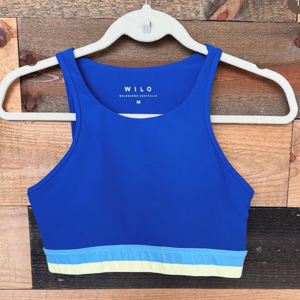 Wilo the Label Women's Contra Sports Bra Cobalt Blue Ribbed Athletic